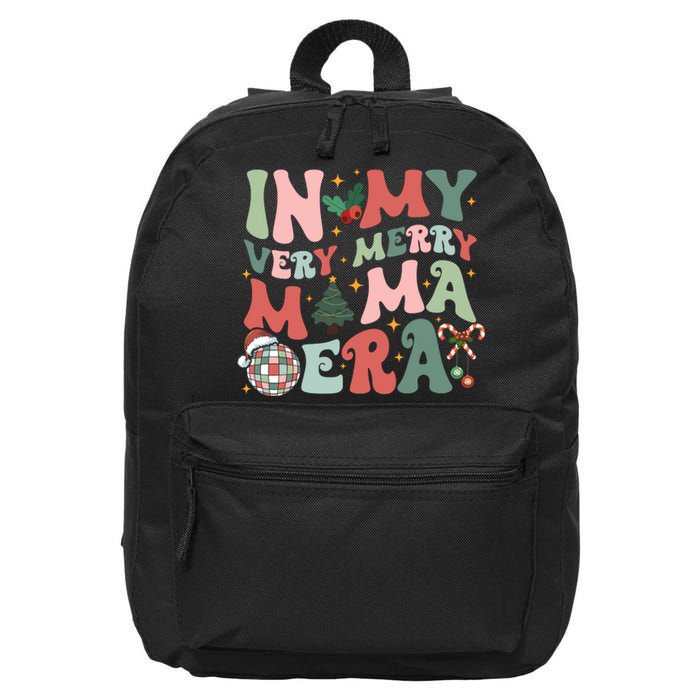 Retro In My Very Merry Mama Era Christmas Mama Disco Ball 16 in Basic Backpack