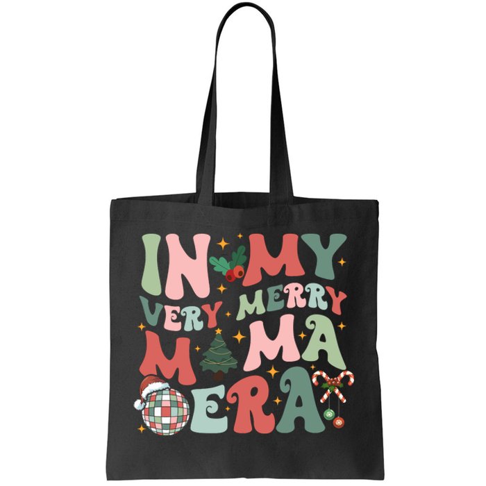 Retro In My Very Merry Mama Era Christmas Mama Disco Ball Tote Bag