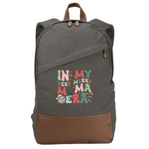 Retro In My Very Merry Mama Era Christmas Mama Disco Ball Cotton Canvas Backpack