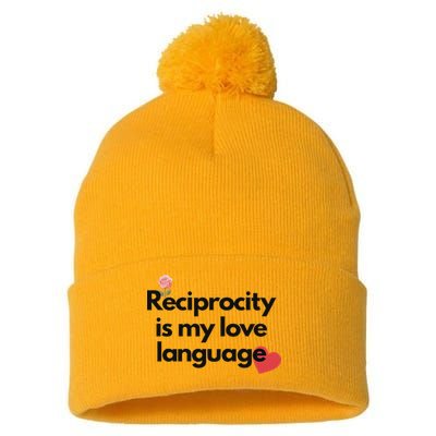 Reciprocity Is My Love Language Flower Red Heart Pom Pom 12in Knit Beanie