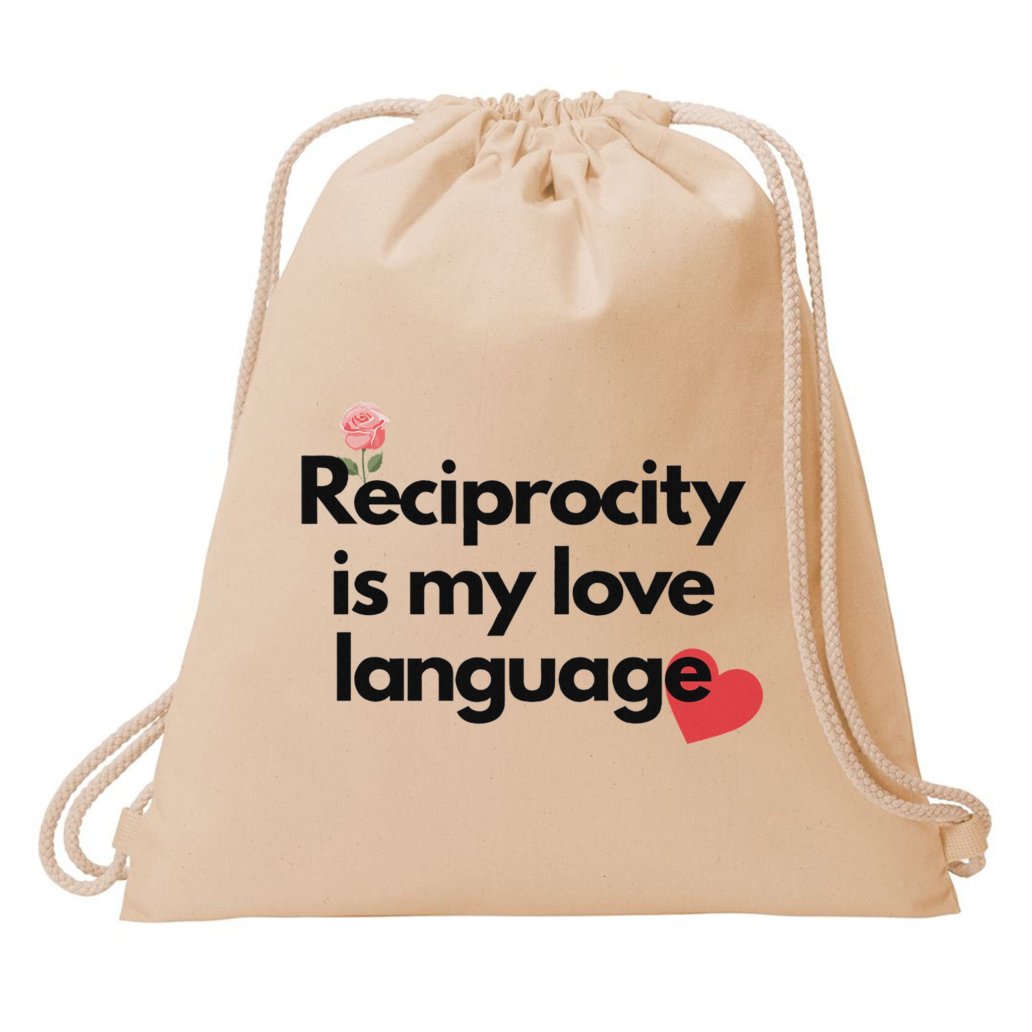 Reciprocity Is My Love Language Flower Red Heart Drawstring Bag