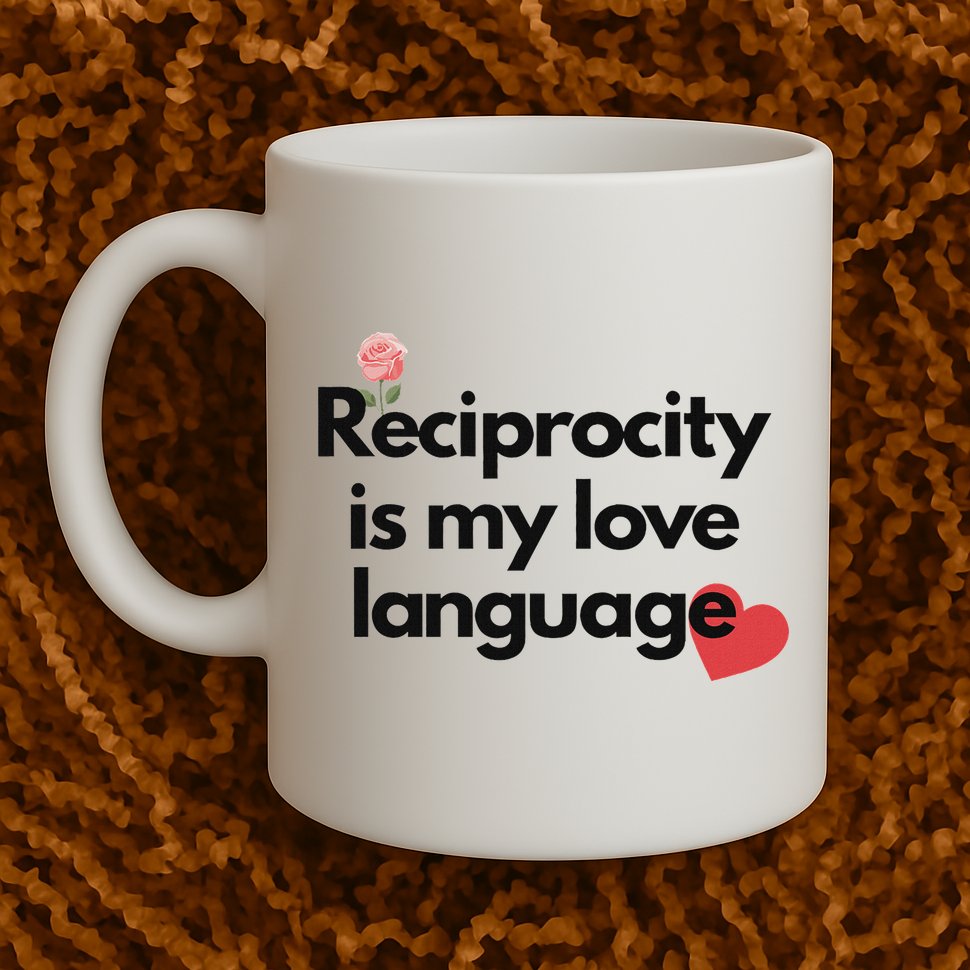 Reciprocity Is My Love Language Flower Red Heart Mug