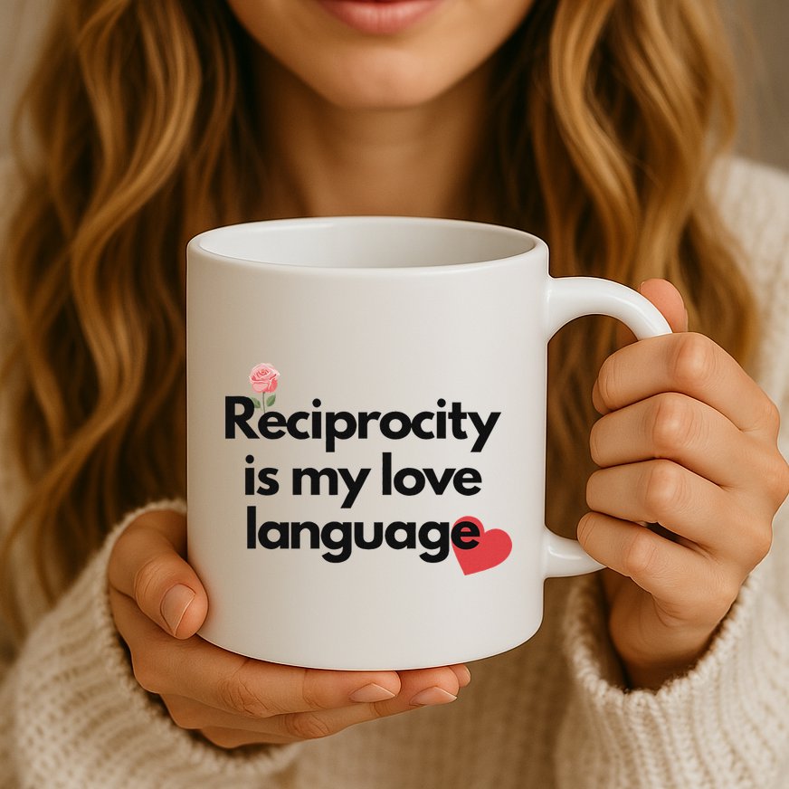 Reciprocity Is My Love Language Flower Red Heart Mug