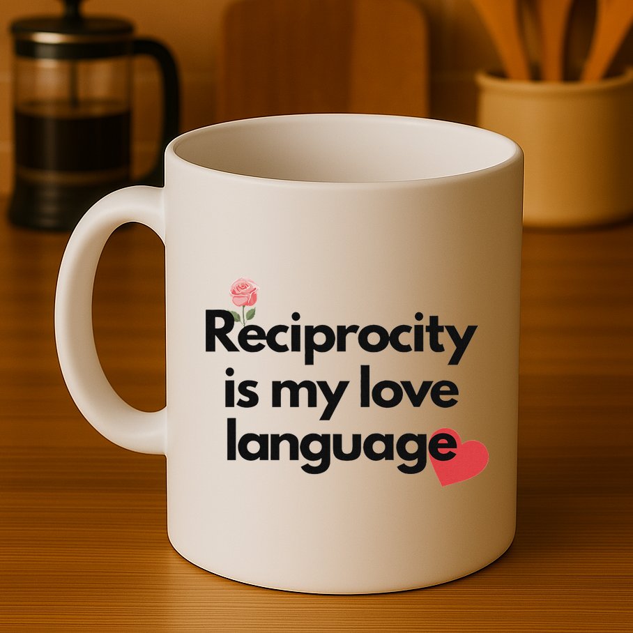 Reciprocity Is My Love Language Flower Red Heart Mug