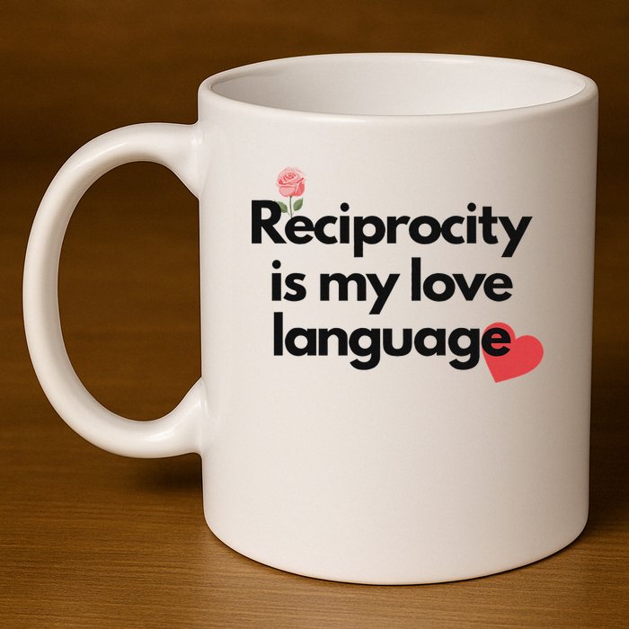 Reciprocity Is My Love Language Flower Red Heart 11oz C Handle Ceramic Mug