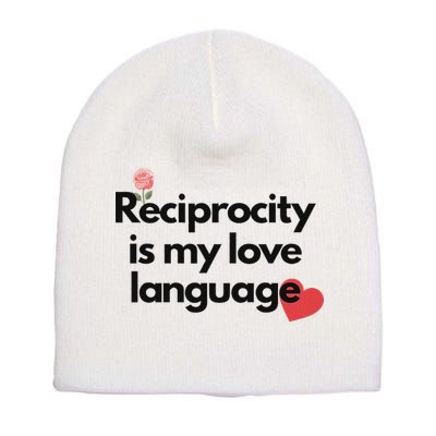 Reciprocity Is My Love Language Flower Red Heart Short Acrylic Beanie