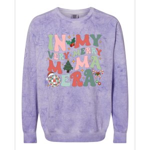 Retro In My Very Merry Mama Era Christmas Mama Disco Ball Gift Colorblast Crewneck Sweatshirt