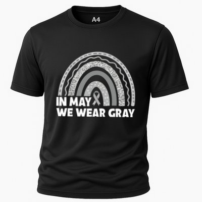 Rainbow In May We Wear Gray For Brain Cancer Awareness Performance Shirt