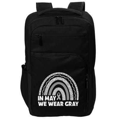 Rainbow In May We Wear Gray For Brain Cancer Awareness Impact Tech Backpack