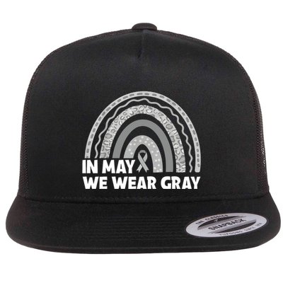 Rainbow In May We Wear Gray For Brain Cancer Awareness Flatbill Hat