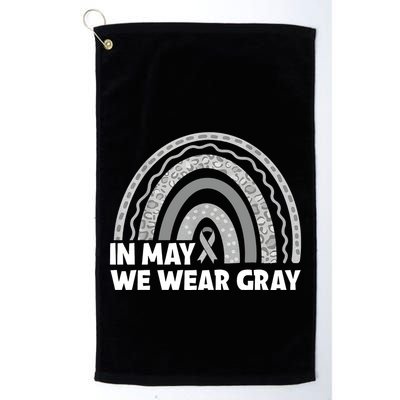 Rainbow In May We Wear Gray For Brain Cancer Awareness Golf Towel