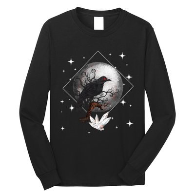 Raven In Moonlight Witchcraft Crow Occult Witchcraft Long Sleeve Shirt