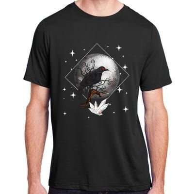 Raven In Moonlight Witchcraft Crow Occult Witchcraft Adult ChromaSoft Performance T-Shirt