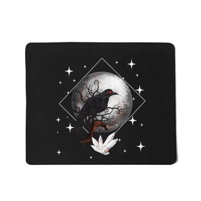 Raven In Moonlight Witchcraft Crow Occult Witchcraft Mousepad