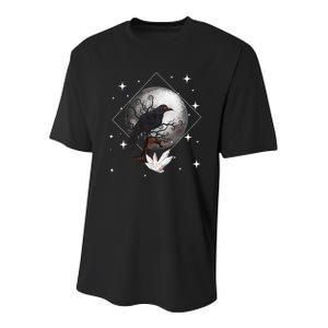 Raven In Moonlight Witchcraft Crow Occult Witchcraft Youth Performance Sprint T-Shirt