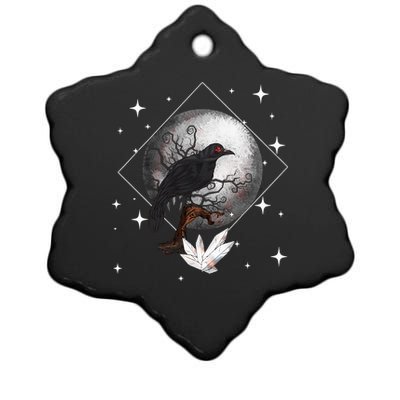 Raven In Moonlight Witchcraft Crow Occult Witchcraft Ceramic Star Ornament