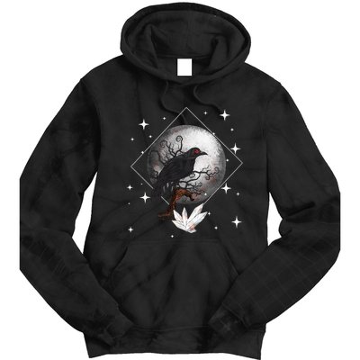 Raven In Moonlight Witchcraft Crow Occult Witchcraft Tie Dye Hoodie