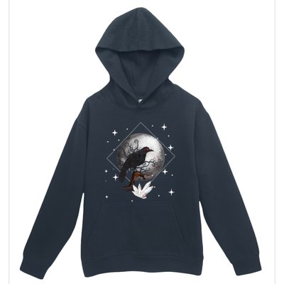 Raven In Moonlight Witchcraft Crow Occult Witchcraft Urban Pullover Hoodie