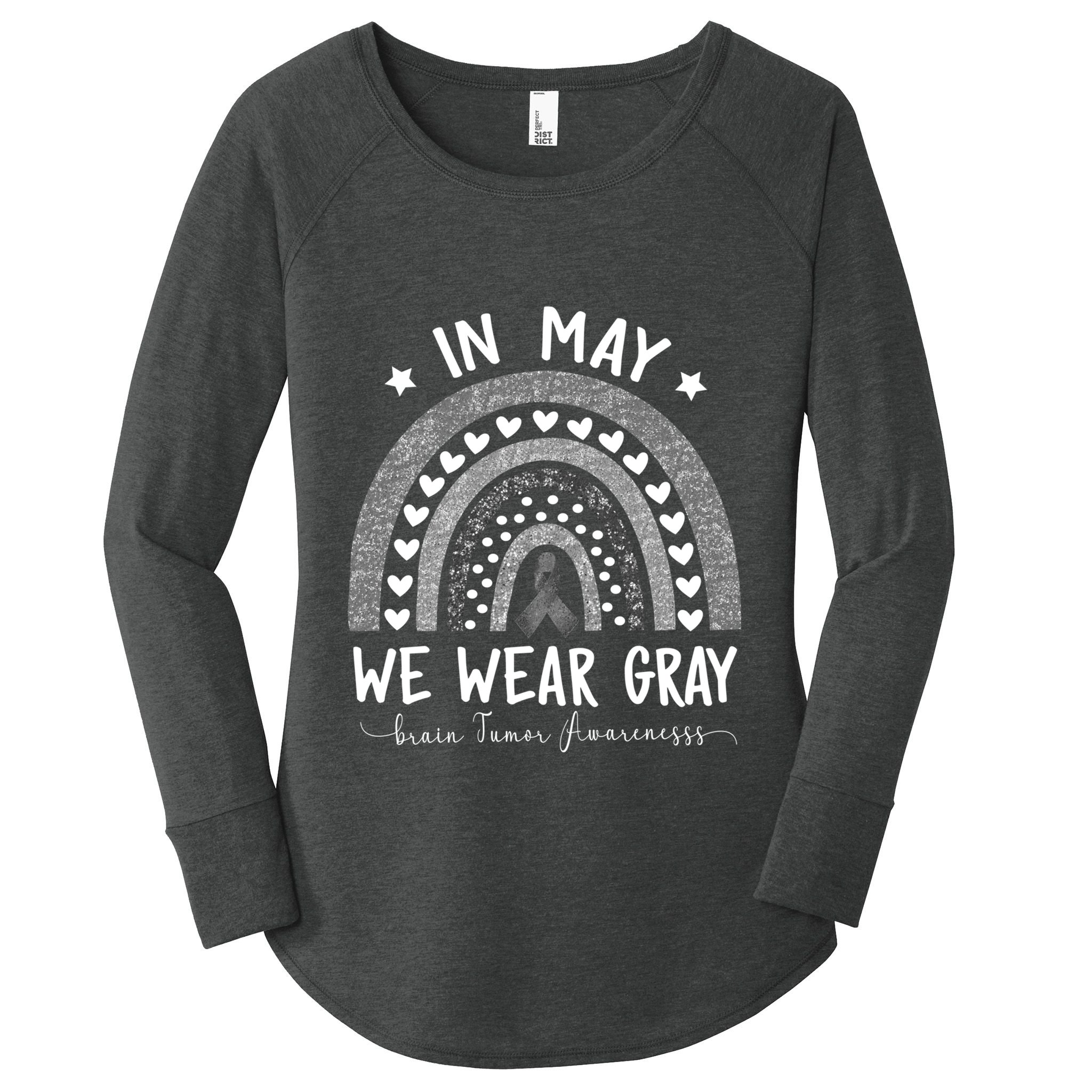 Rainbow In May We Wear Gray Brain Tumor Awareness Month Gift Women's Perfect Tri Tunic Long Sleeve Shirt