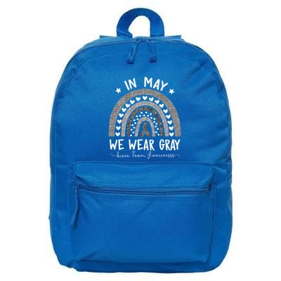 Rainbow In May We Wear Gray Brain Tumor Awareness Month Gift 16 in Basic Backpack