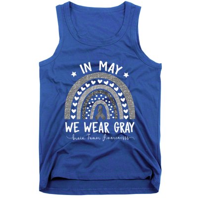 Rainbow In May We Wear Gray Brain Tumor Awareness Month Gift Tank Top