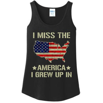 Retro I Miss The America I Grew Up In American Flag Ladies Essential Tank