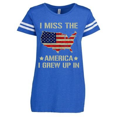 Retro I Miss The America I Grew Up In American Flag Enza Ladies Jersey Football T-Shirt