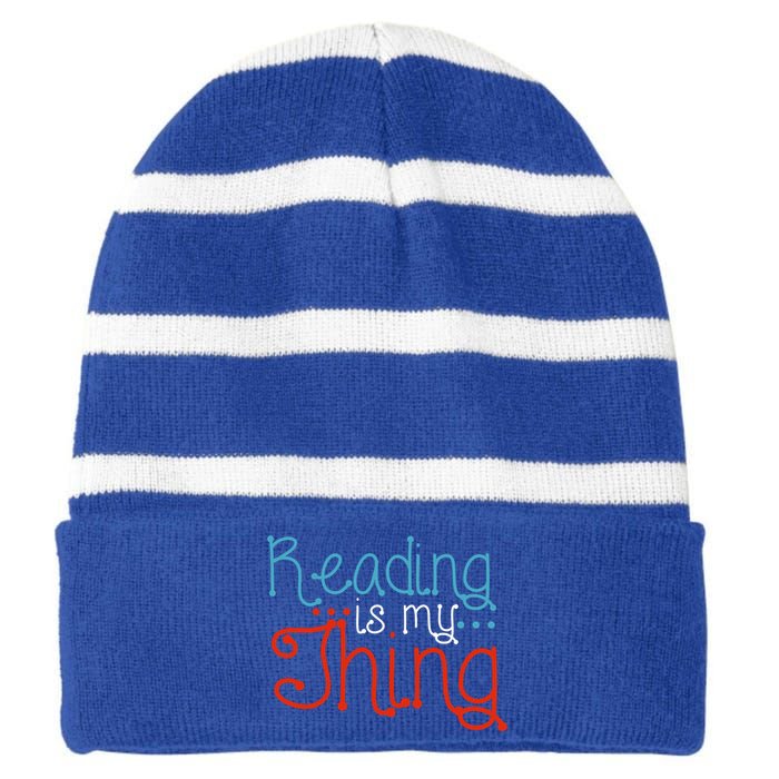 Reading Is My Thing Books Reading Gift Striped Beanie with Solid Band