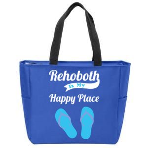 Rehoboth Is My Happy Place Cute Delaware Beach Vacation Meaningful Gift Zip Tote Bag