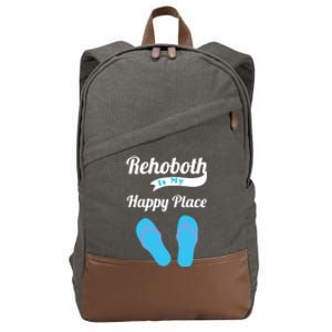 Rehoboth Is My Happy Place Cute Delaware Beach Vacation Meaningful Gift Cotton Canvas Backpack