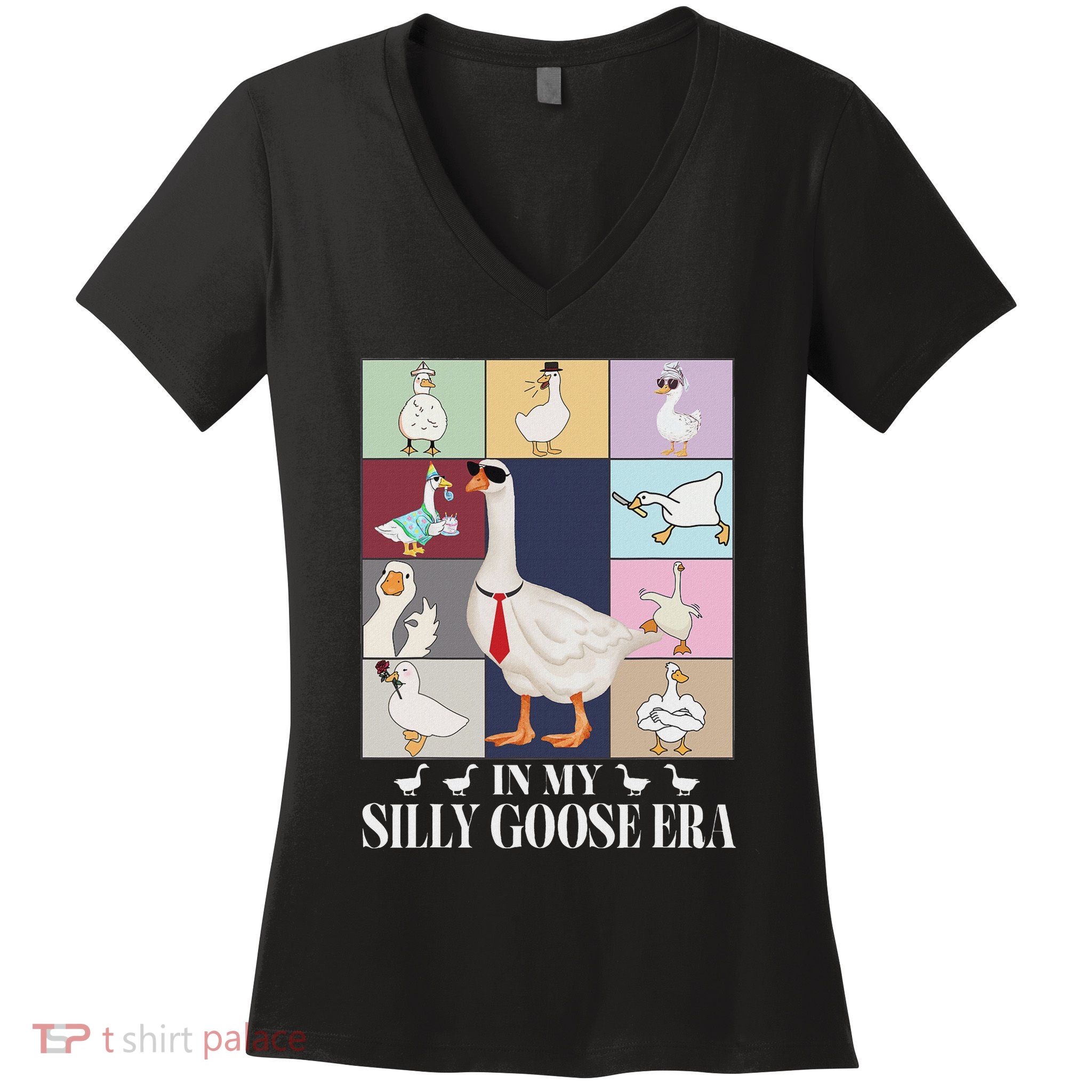 Retro In My Silly Goose Era Funny Animal Lovers Women's V-Neck T-Shirt
