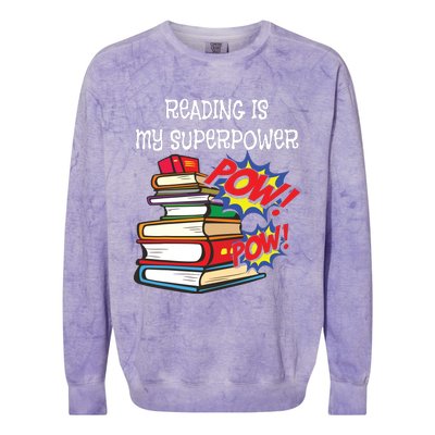 Reading Is My Super Power Superhero Best English Teacher Colorblast Crewneck Sweatshirt