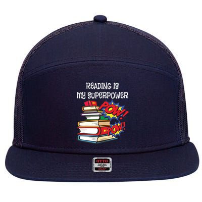 Reading Is My Super Power Superhero Best English Teacher 7 Panel Mesh Trucker Snapback Hat