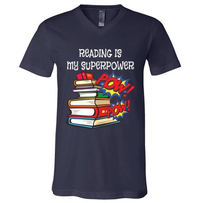 Reading Is My Super Power Superhero Best English Teacher V-Neck T-Shirt