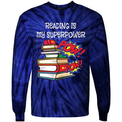 Reading Is My Super Power Superhero Best English Teacher Tie-Dye Long Sleeve Shirt