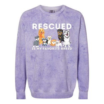 Rescued Is My Favorite Breed Animal Rescue Colorblast Crewneck Sweatshirt