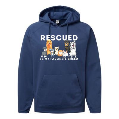 Rescued Is My Favorite Breed Animal Rescue Performance Fleece Hoodie