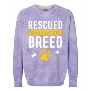 Rescued Is My Favorite Breed Funny Animal Rescue Foster Colorblast Crewneck Sweatshirt