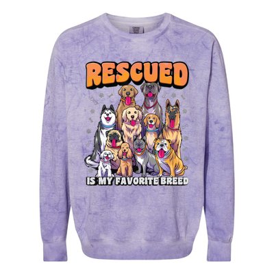 Rescued Is My Favorite Breed Shirts Animal Rescue Dog Rescue Colorblast Crewneck Sweatshirt