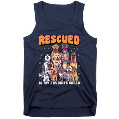 Rescued Is My Favorite Breed Shirts Animal Rescue Dog Rescue Tank Top