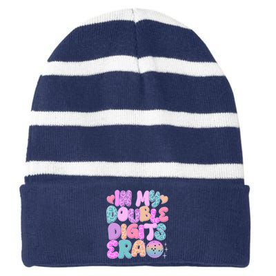 Retro In My Double Digits Era Striped Beanie with Solid Band