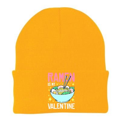 Ramen Is My Valentine Funny AntivalentineS Day Knit Cap Winter Beanie