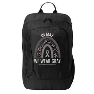 Rainbow In May We Wear Gray Brain Cancer Awareness Month City Backpack