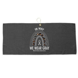 Rainbow In May We Wear Gray Brain Cancer Awareness Month Large Microfiber Waffle Golf Towel