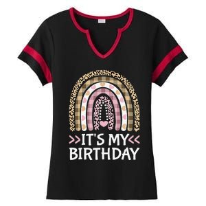 Rainbow It's My Birthday for Teens Girls Birthday Gift Ladies Halftime Notch Neck Tee