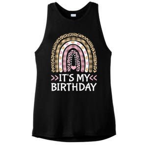 Rainbow It's My Birthday for Teens Girls Birthday Gift Ladies PosiCharge Tri-Blend Wicking Tank