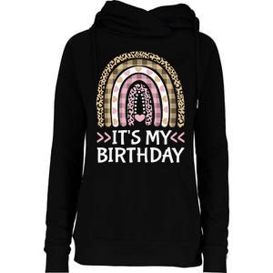 Rainbow It's My Birthday for Teens Girls Birthday Gift Womens Funnel Neck Pullover Hood