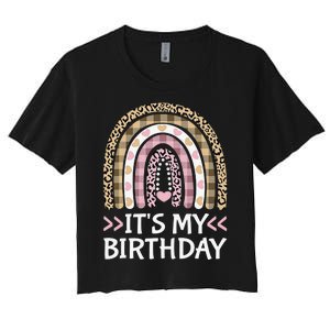 Rainbow It's My Birthday for Teens Girls Birthday Gift Women's Crop Top Tee