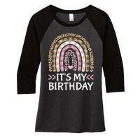 Rainbow It's My Birthday for Teens Girls Birthday Gift Women's Tri-Blend 3/4-Sleeve Raglan Shirt