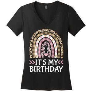 Rainbow It's My Birthday for Teens Girls Birthday Gift Women's V-Neck T-Shirt